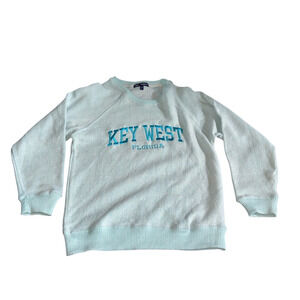 Basix of America Key West Florida Sweatshirt Small Aqua Blue Terry Cloth Pullove